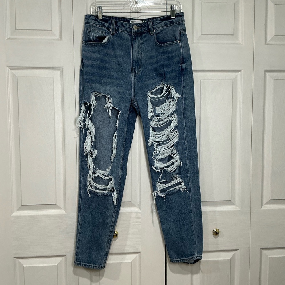 🌷 Refuge Denim Mom Blue Distressed Denim Rips Holes Denim Jeans - Size 9
